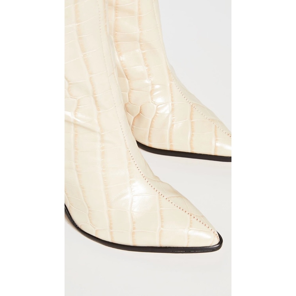 SCHUTZ Maryana Block Heel Boot Ivory Croc Embossed Leather Cowboy Knee High 6B - Picture 7 of 12